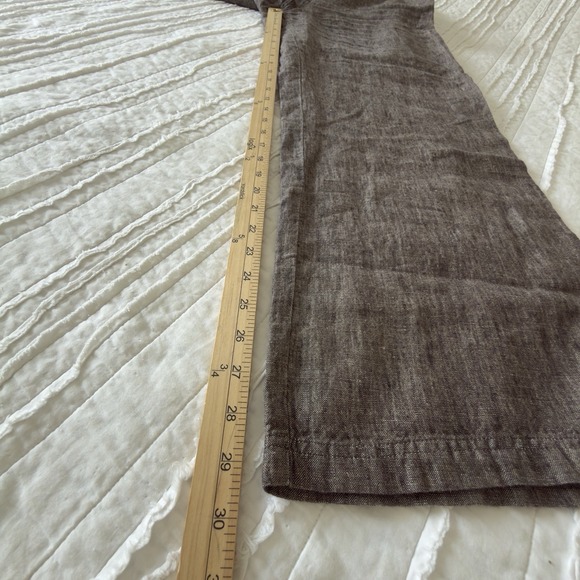 J. Jill Wide Leg Linen Pants Woman 16 W Brown Academia Career Coastal Boho Lagen - Picture 4 of 7